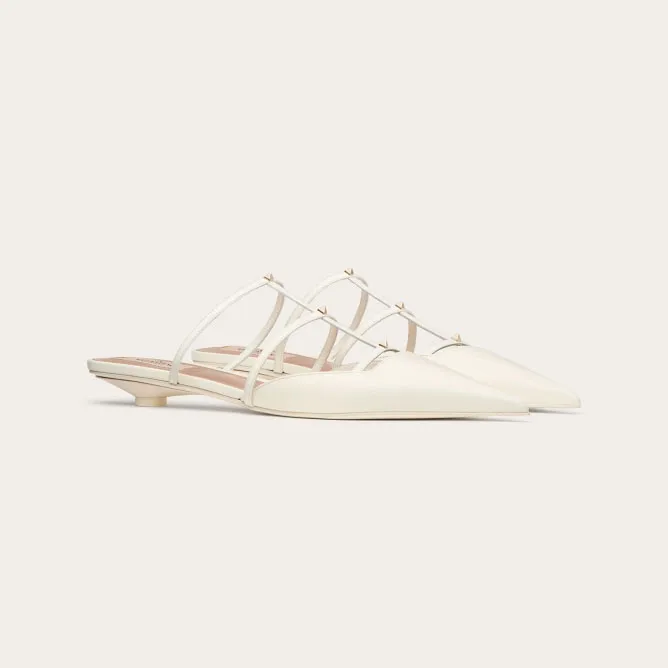 VALENTINO White Calfskin microheeled Mill slippers