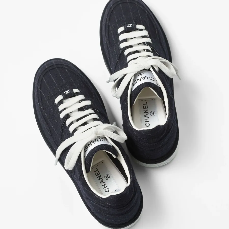 Navy blue and white Chanel Sneakers
