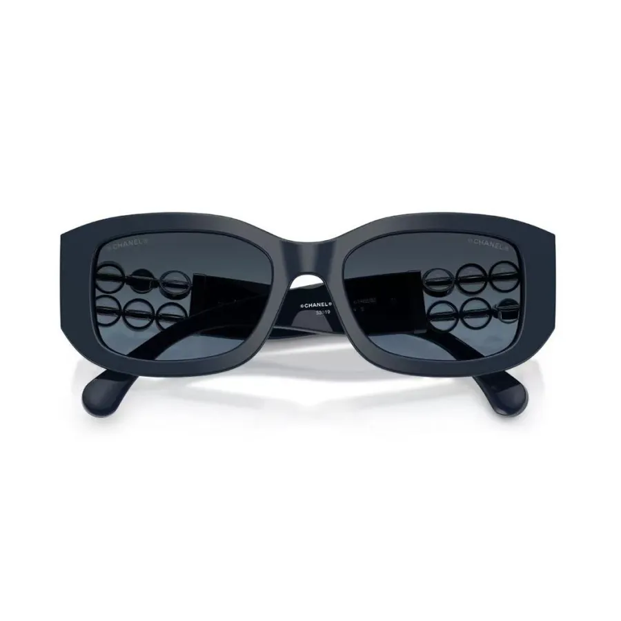 CHANEL square frame glasses blue silver color size 55-19-130