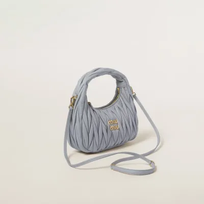 Miu Miu Wander Matelassé Quilted Lambskin Leather handbag Blue Crossbody Bags