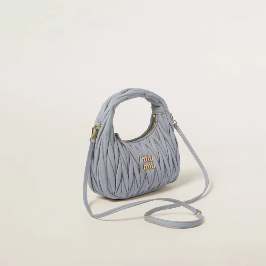 Miu Miu Wander Matelassé Quilted Lambskin Leather handbag Blue Crossbody Bags