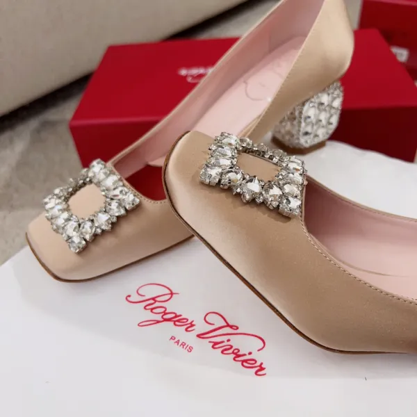 Roger Vivier Jewel Heels Sandals In Green/Pink/Blue/Black/Beige Satin With Crystal Buckle (Heel Height 5cm) - Image 8