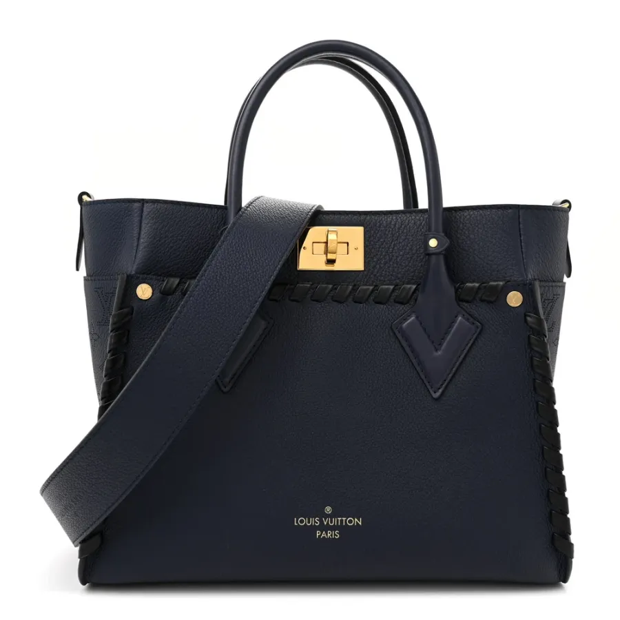 Louis Vuitton On My Side MM Navy Braided Mahina Calfskin Leather Brass Hardware