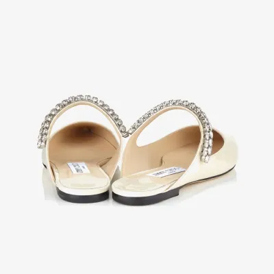 JIMMY CHOO Crystal arch lace flax patent leather Muller shoes slippers