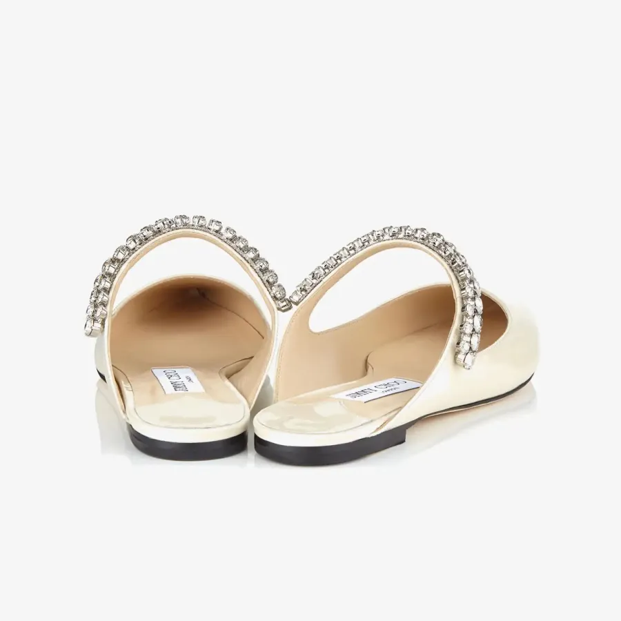 JIMMY CHOO Crystal arch lace flax patent leather Muller shoes slippers
