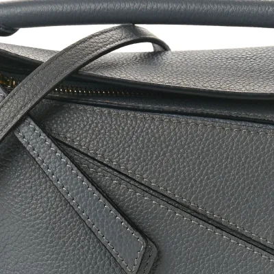 Loewe Puzzle Edge Bag Mini Gunmetal Soft Grained Calfskin Leather