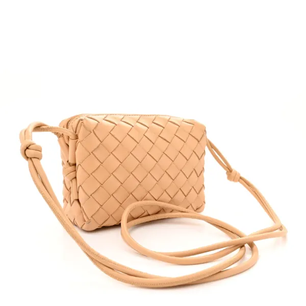 Bottega Veneta Mini Intrecciato Loop Camera Bag Almond Nappa Leather - Image 3