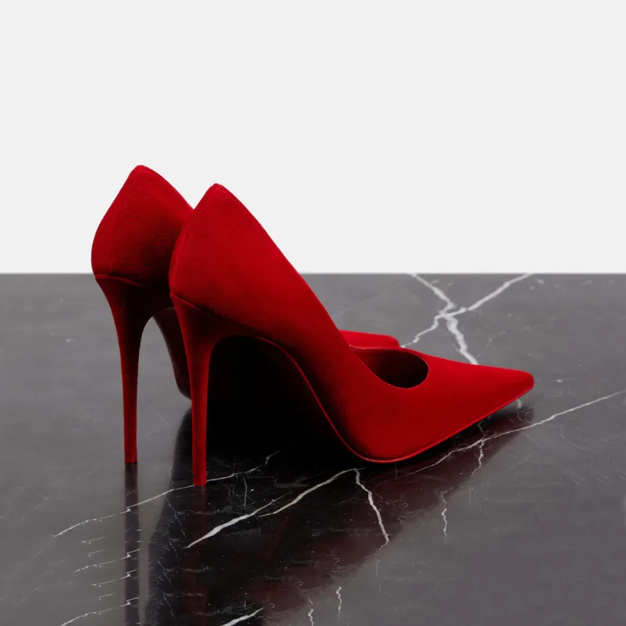 Christian Louboutin Suede red pointy stiletto heels