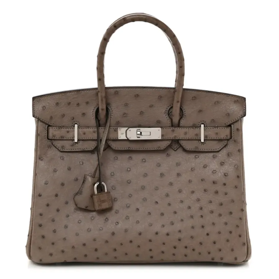 Hermès Birkin 30 Gris Tourterelle Ostrich Leather Palladium Hardware
