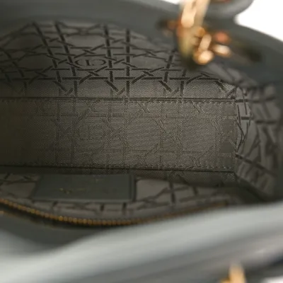 Dior Mini Lady Dior Grey Cannage Lambskin Leather Gold Hardware