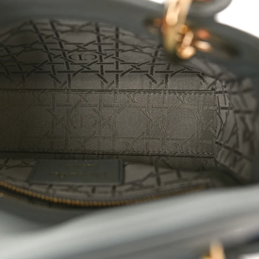 Dior Mini Lady Dior Grey Cannage Lambskin Leather Gold Hardware