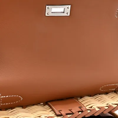 Hermès Picnic Mini Kelly 20 Naturel/Brown Wicker & Swift Leather Palladium Silver Hardware