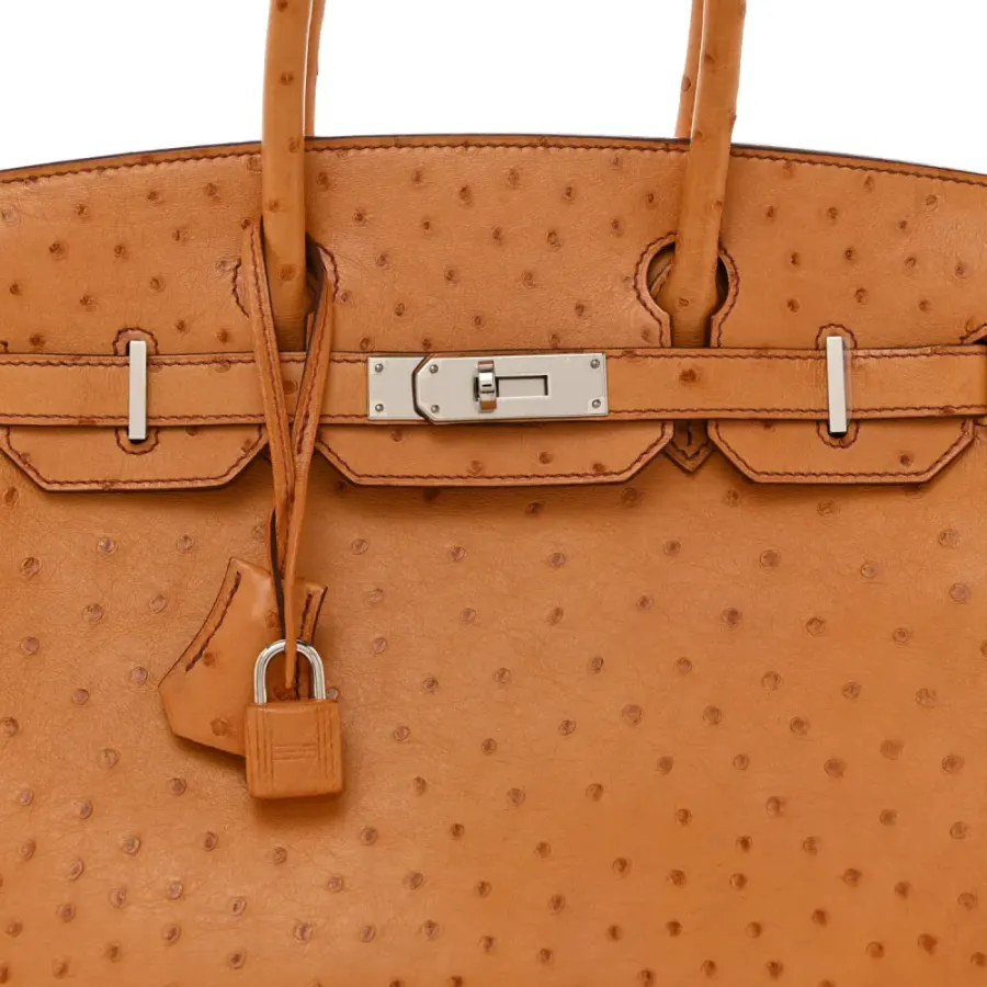 Hermès Birkin 30 Cognac Ostrich Leather Palladium Hardware