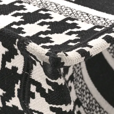 Dior Small Book Tote Black/White Houndstooth Embroidered Canvas