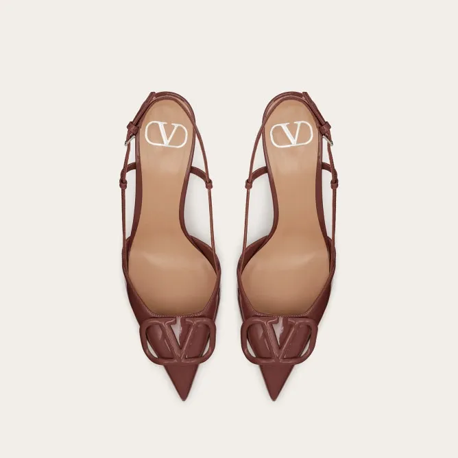 VALENTINO Lace-up heels with decorative patent leather