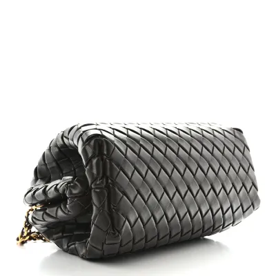Bottega Veneta Medium Teen Intrecciato The Lauren 1980 Clutch With Chain Fondant Nappa Leather Gold Hardware