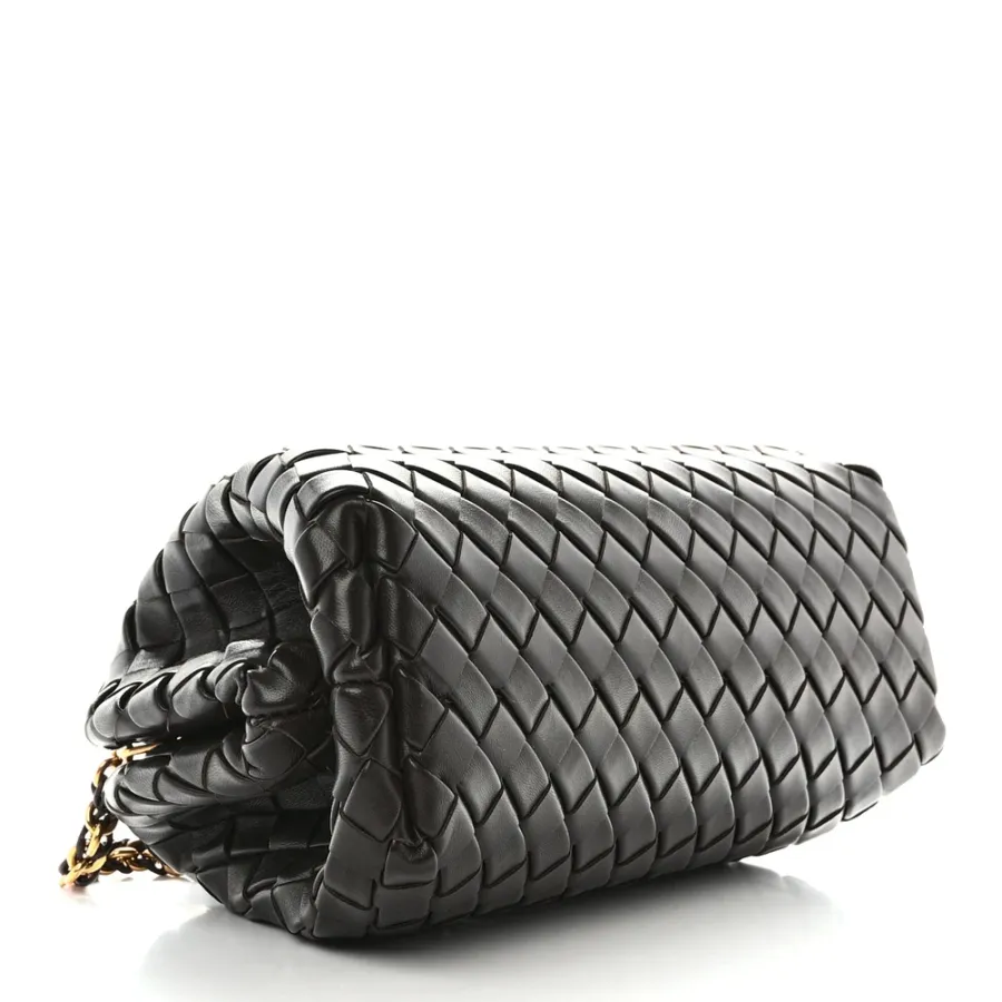 Bottega Veneta Medium Teen Intrecciato The Lauren 1980 Clutch With Chain Fondant Nappa Leather Gold Hardware