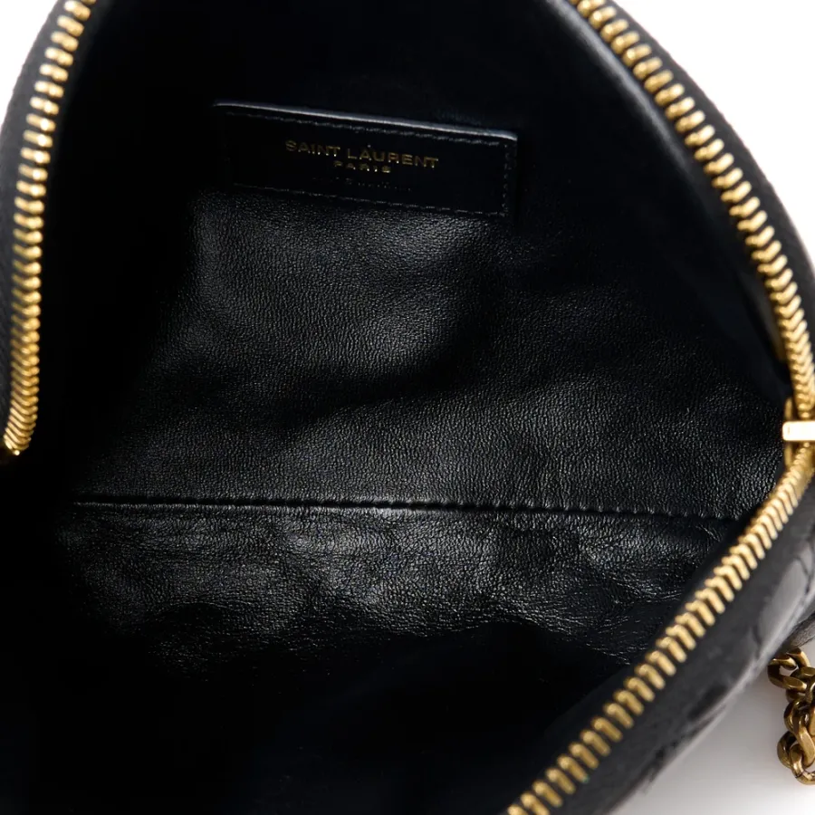 Saint Laurent Mini Gaby Zipped Pouch Black Quilted Lambskin Leather Aged Gold Hardware