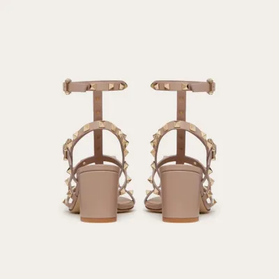 VALENTINO Wraparound ankle strap rivet sandals (heel height 6cm)