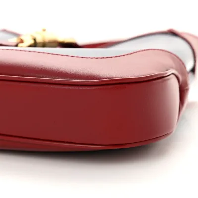 Gucci Small Bi-Color Jackie 1961 Hobo Blue Agata / New Cherry Red Boarded Dyana Lux Calfskin Leather Gold Hardware