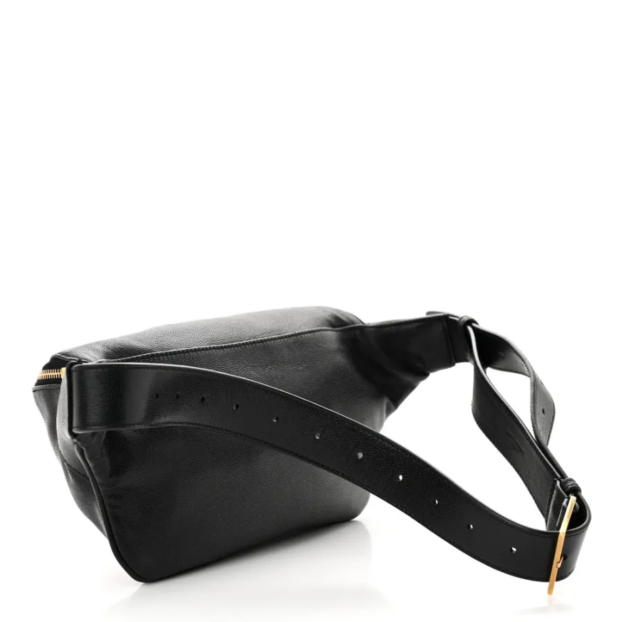 Saint Laurent Small Belt Bag Black Monogram Grain De Poudre Leather Gold Hardware
