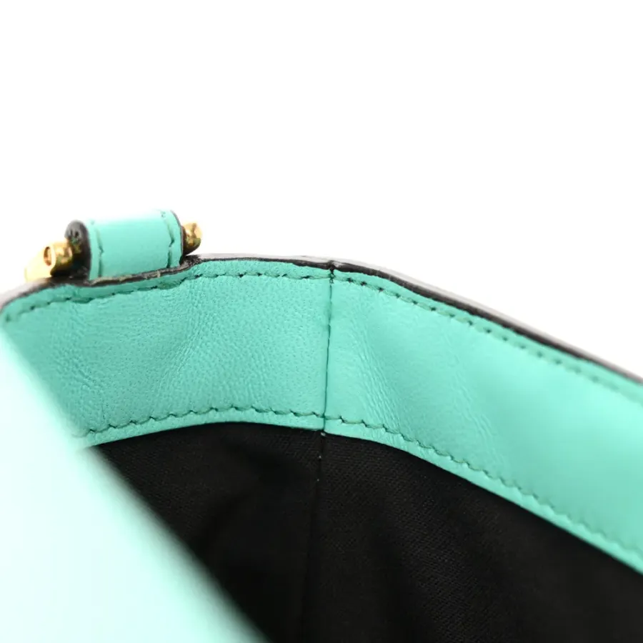 Fendi Petite Peekaboo I SEE U Satchel Fendi (F x T) Nappa Leather FF 1974 Embossed Tiffany Gold Hardware