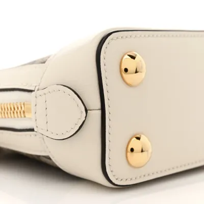 Gucci Mini Horsebit 1955 Top Handle Bag Beige / Ebony / Mystic White GG Supreme Monogram Canvas & Azalea Calfskin Leather Gold Hardware