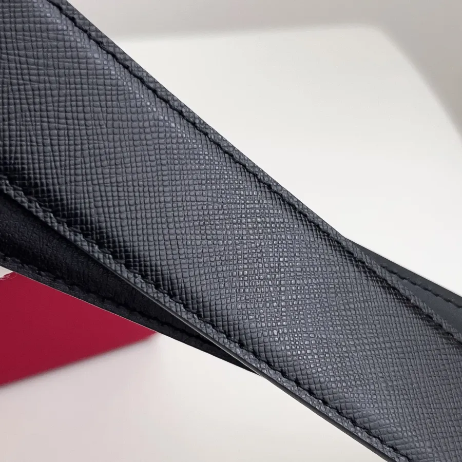 Ferragamo Men's Thin Double Gancini Buckle Reversible Belt In Black Saffiano Calfskin With Gold/Silver Hardware 35mm