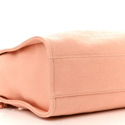 Chanel Deauville Tote Small Light Orange Mixed Fibers Silver Hardware