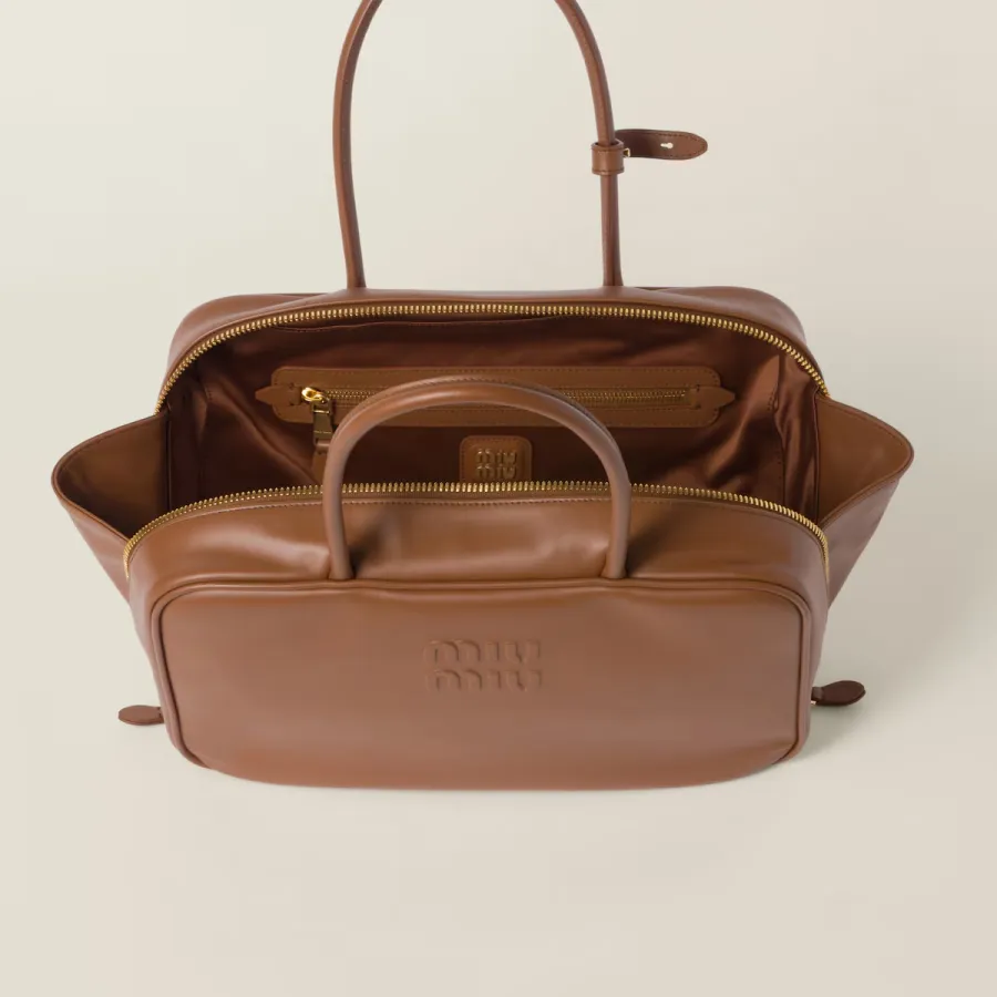 Miu Miu Beau Calfskin Leather Brown Top-Handle Bags