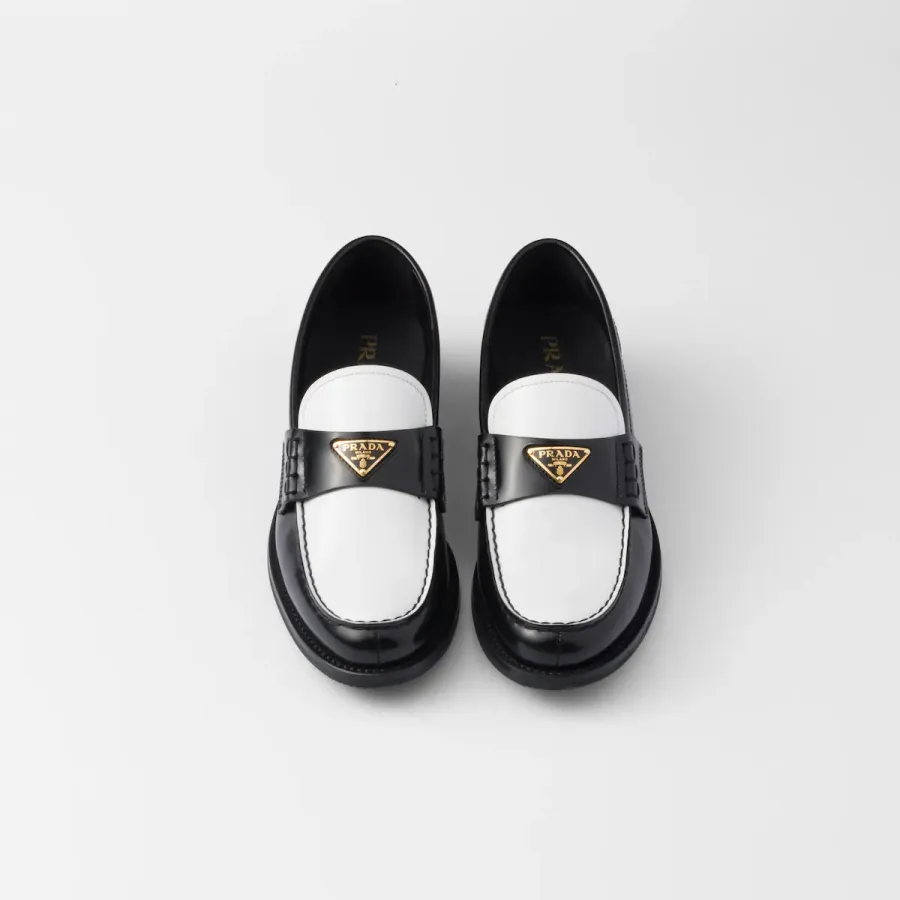 PRADA Two-tone shiny leather loafers