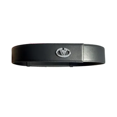 Valentino V Logo Signature Buckle Belt In Black/White/Brown Calfskin With Gold/Silver Hardware 50mm