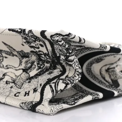 Dior Small Zodiac Toile De Jouy Book Tote Latte/Black Embroidered Canvas