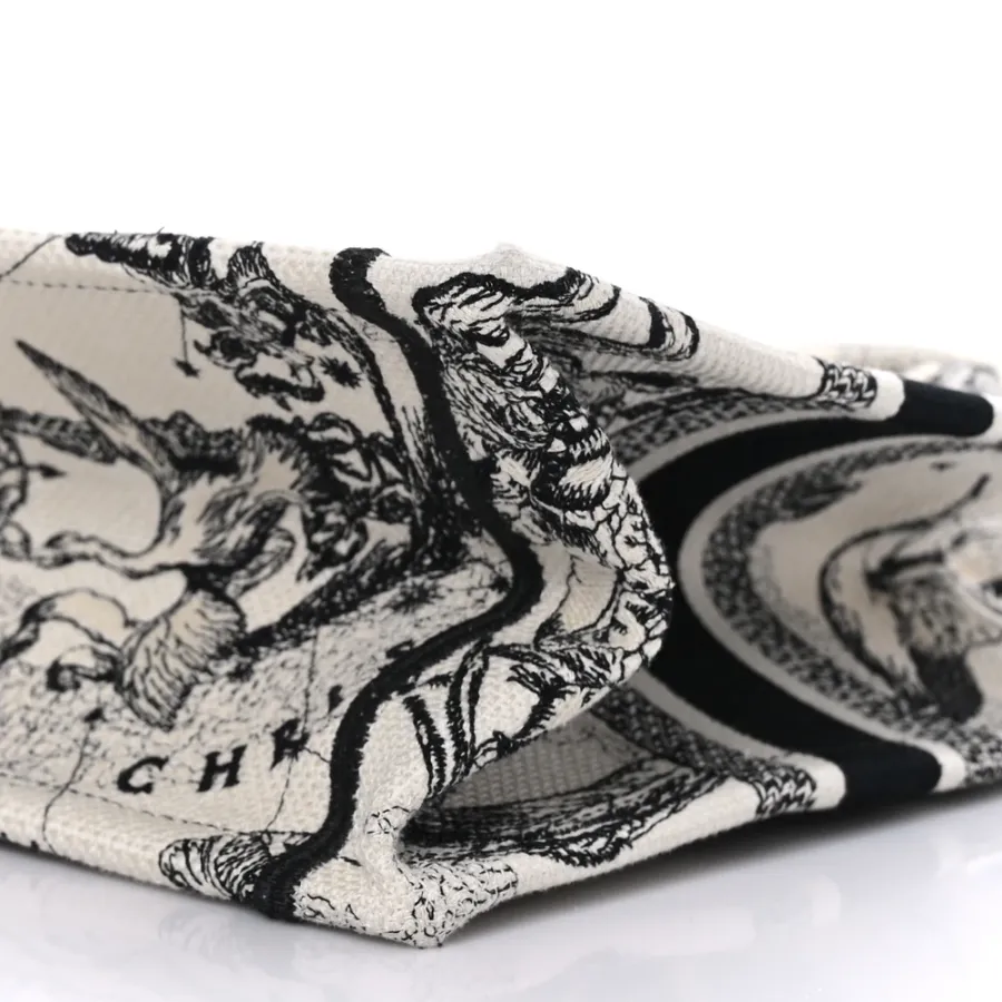 Dior Small Zodiac Toile De Jouy Book Tote Latte/Black Embroidered Canvas