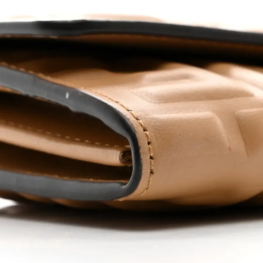 Fendi FF Embossed Continental Wallet On Chain (WOC) Matisse Nappa Leather Miele Scuro Gold Hardware