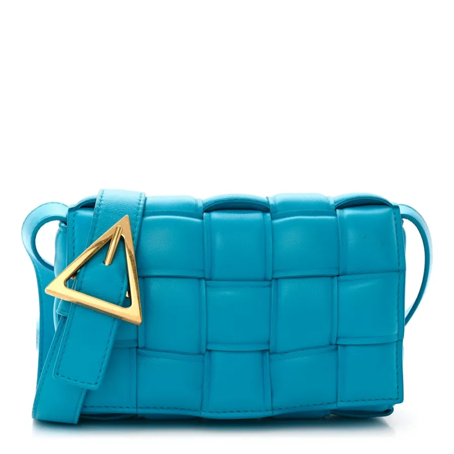 Bottega Veneta Small Maxi Intreccio Padded Cassette Crossbody Bag Pool Nappa Leather Brass Hardware