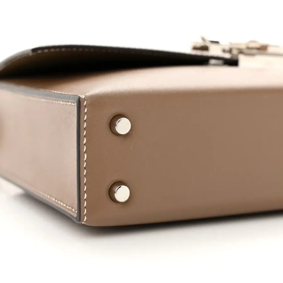 Hermès Mini Verrou Chaine Bag Étain Tadelakt Leather Palladium Silver Hardware