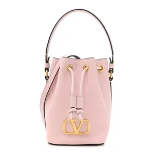 Valentino Garavani Mini VLogo Signature Bucket Bag Water Lilac Nappa Leather Gold Hardware