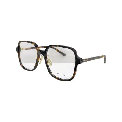 Prada square frame glasses pink/silver/black/leopard color transparent lens Size 56口18-140