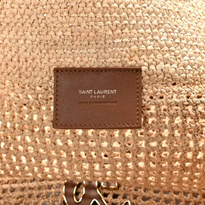 Saint Laurent Large iCare Maxi Shopping Tote Natural Raffia Brass Hardware