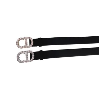 Dior Women' s 30 Montaigne Buckle With Crystals Belt In Black/Mustard/White/Blue Calfskin With Gold/Silver Hardware 30mm