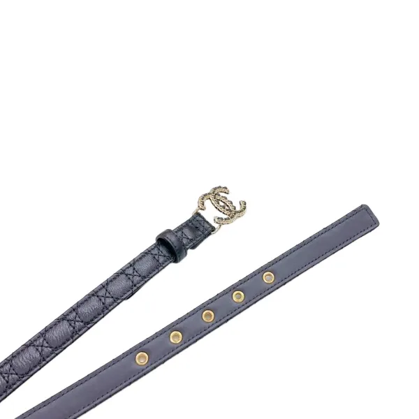 Chanel Women's CC Belt In Black/White/Beige/Brown Cannage Stitching Calfskin With Gold Hardware 20mm - Image 4