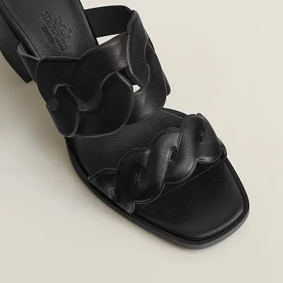 HERMES Gaby Slippers High-heeled slippers Black High Heels Sandal