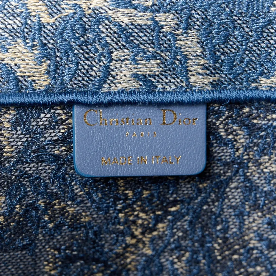 Dior Large Brocart Book Tote Blue Embroidered Canvas