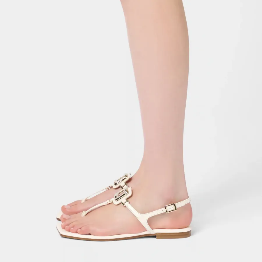 Roger Vivier Viv' By The Sea Sandals In White Leather With Metal Buckle
