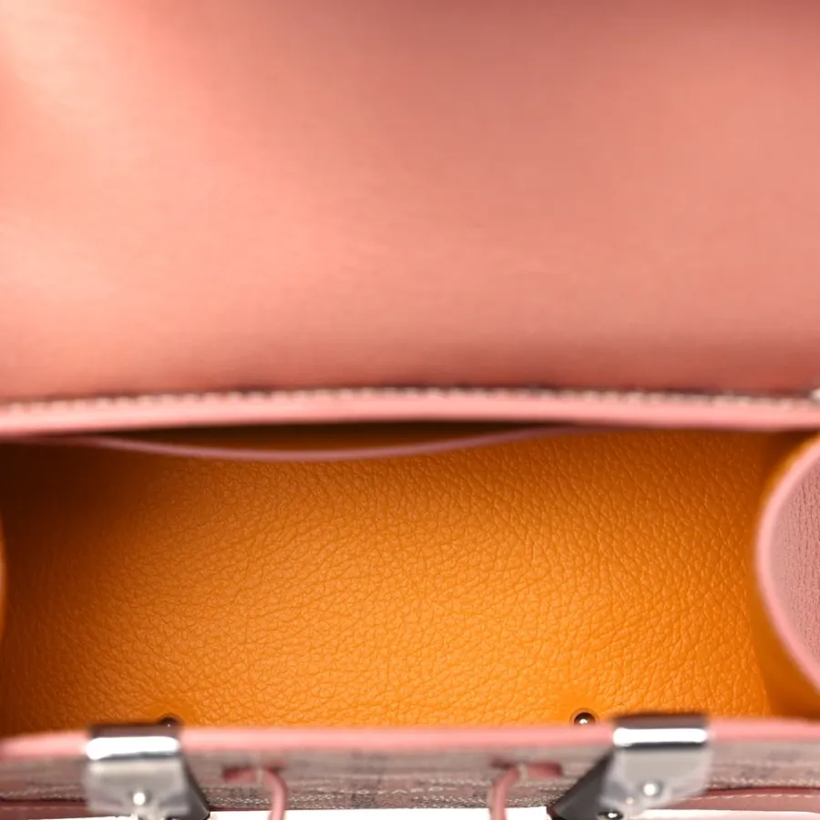 Goyard Nano Saigon Bag Pearly Coral Iridescent Goyardine Canvas Silver Hardware