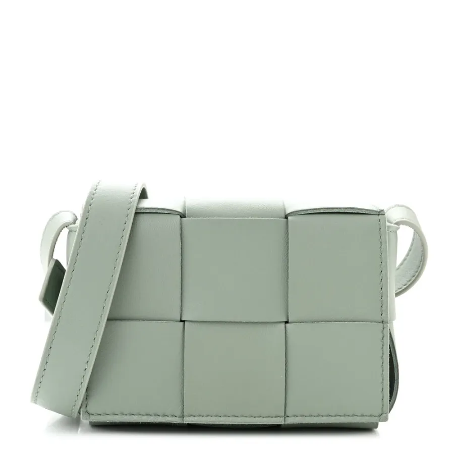 Bottega Veneta Extra Mini Maxi Intrecciato Cassette Crossbody Bag New Sauge Lambskin Leather