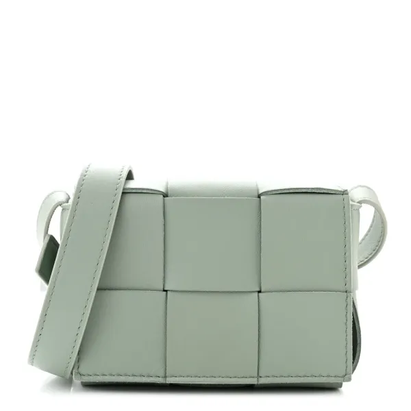 Bottega Veneta Extra Mini Maxi Intrecciato Cassette Crossbody Bag New Sauge Lambskin Leather