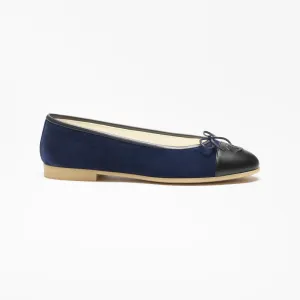 Chanel Flat shoes with suede effect, sheepskin and sheepskin leather, navy blue and black Ballet  Shoes
