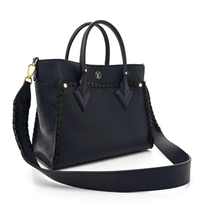Louis Vuitton On My Side MM Navy Braided Mahina Calfskin Leather Brass Hardware